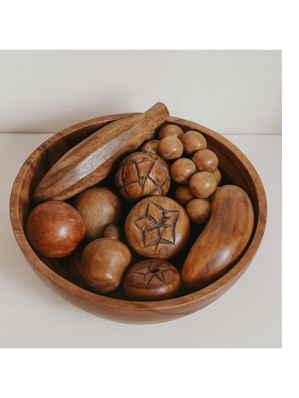 60's VTG Set of MCM Wooden Fruit Set of 11 Monkey Pod